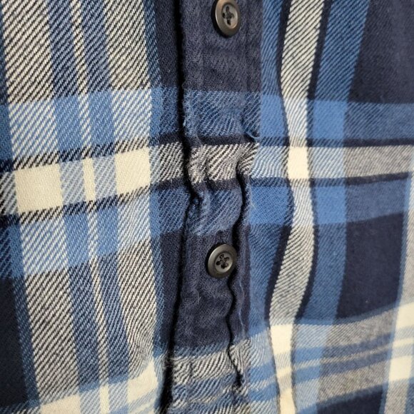 American Eagle Men's Button Front Plaid Flannel Shirt Blue White sz XL - Picture 3 of 7